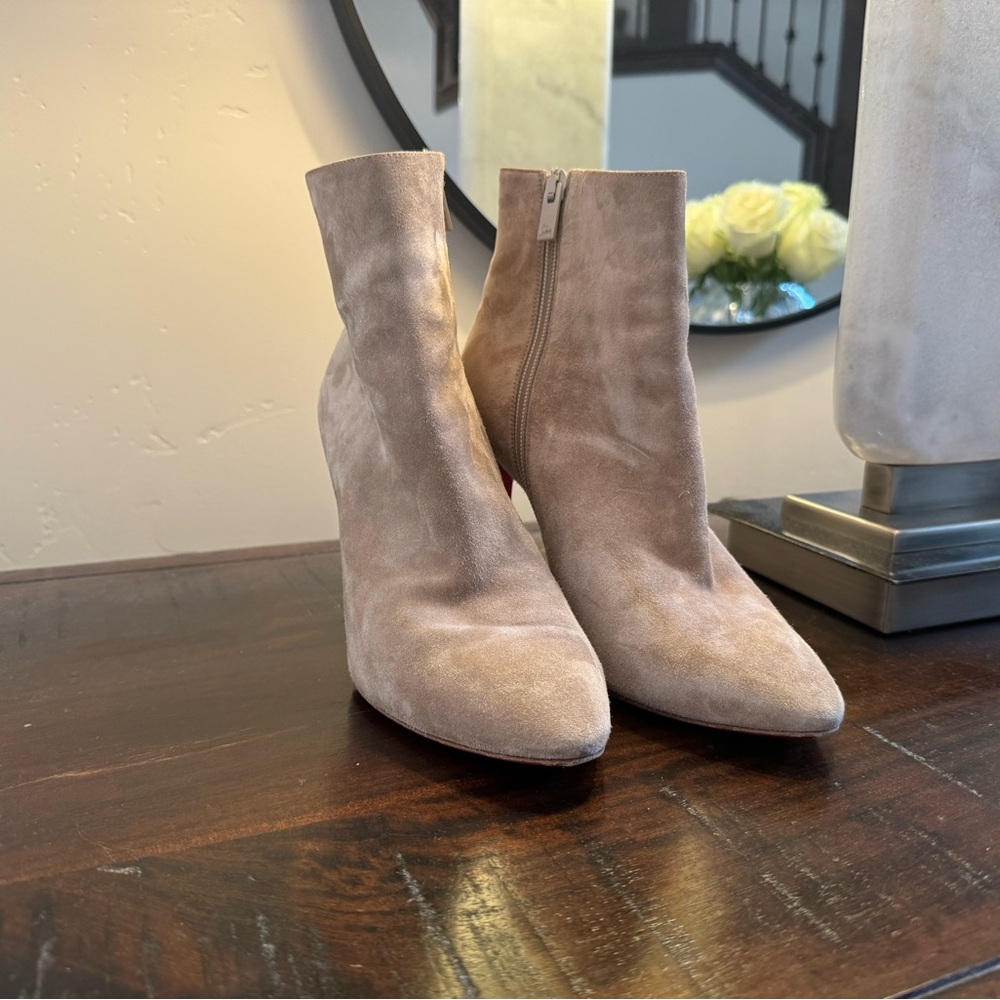 Christian Louboutin Beige Suede Ankle Boots